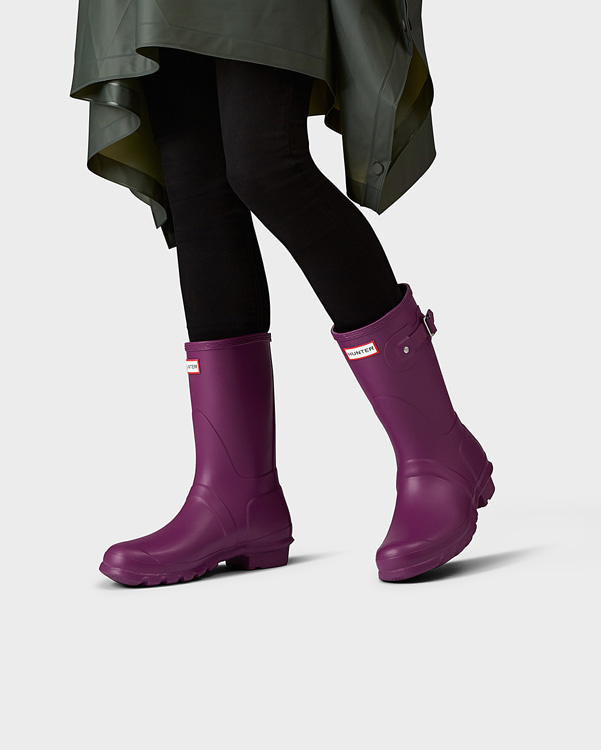  Hunter women's original short wellington boots : violet