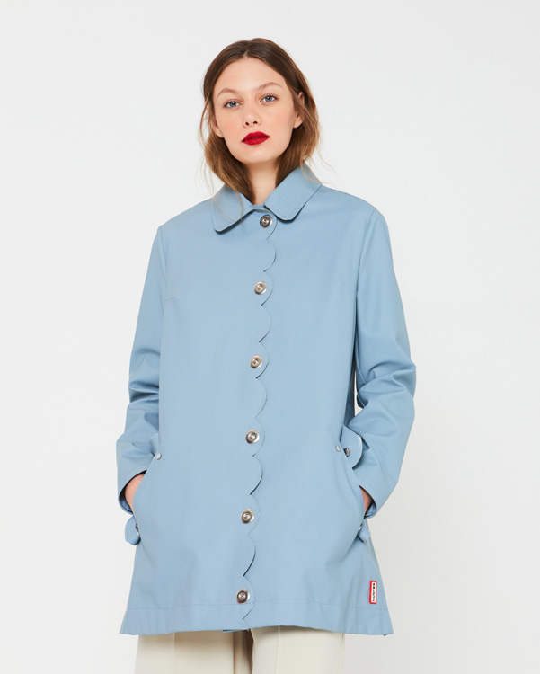  Hunter women's original refined perforated a-line coat : blue mist