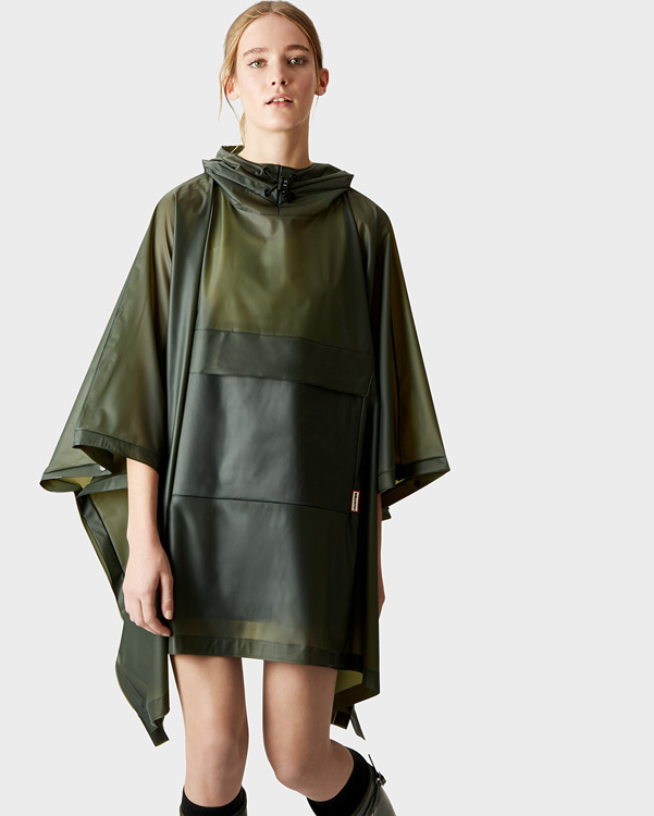  Hunter original vinyl poncho : dark olive