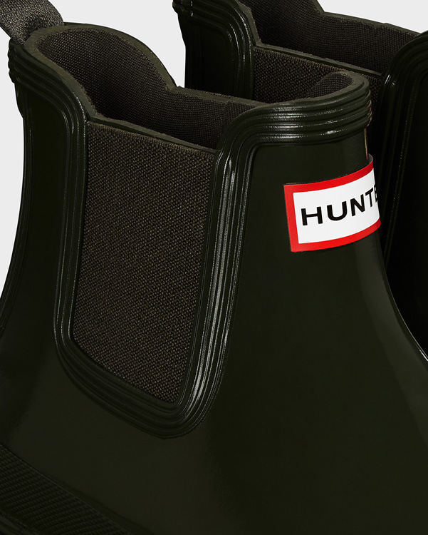  Hunter women's original gloss chelsea boots : dark olive