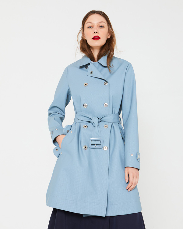  Hunter women's refined perforated trench coat : blue mist