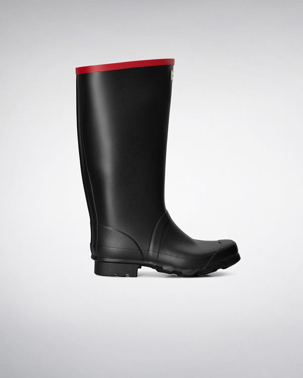  Hunter argyll full knee wellington boots : black