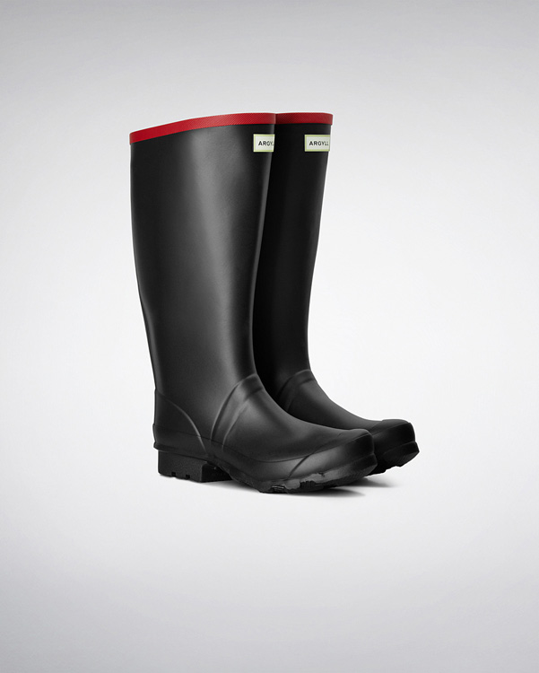  Hunter argyll full knee wellington boots : black