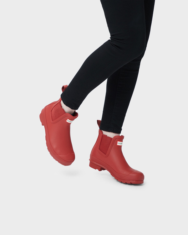  Hunter women's original chelsea boots : military red