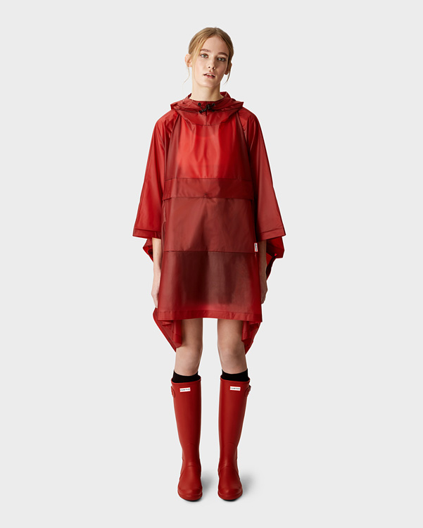  Hunter original vinyl poncho : military red