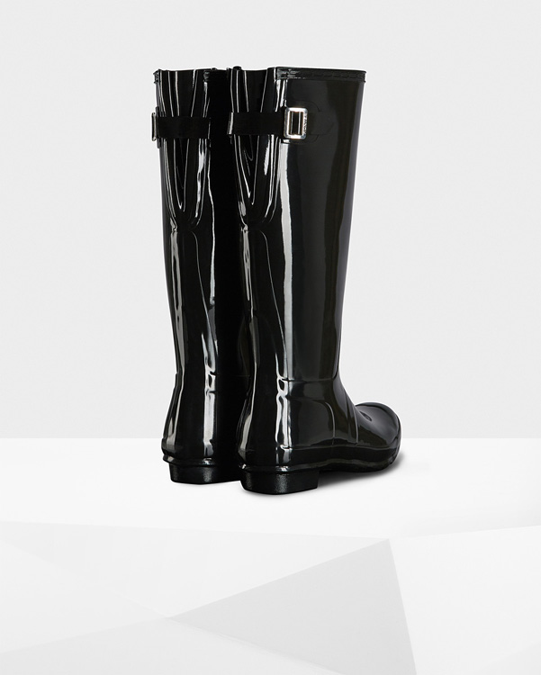  Hunter women's original tall adjustable gloss wellington boots : black