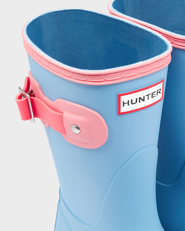  Hunter women's original colourblock short wellington boots : pale blue