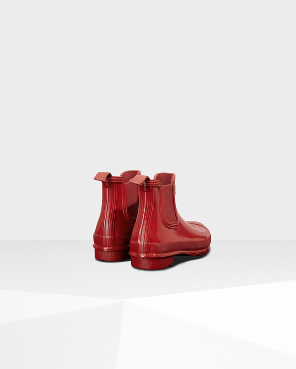  Hunter women's original gloss chelsea boots : military red