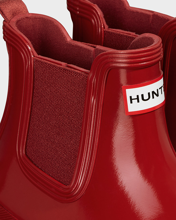  Hunter women's original gloss chelsea boots : military red