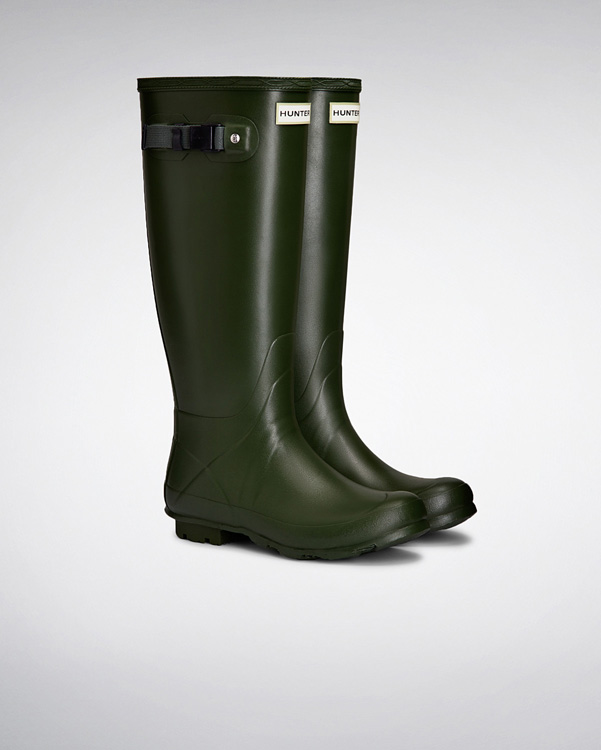  Hunter women's norris field neoprene lined wellington boots : vintage green