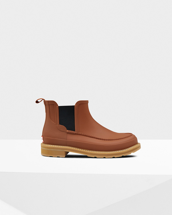  Hunter men's original moc toe chelsea boots : pine cone