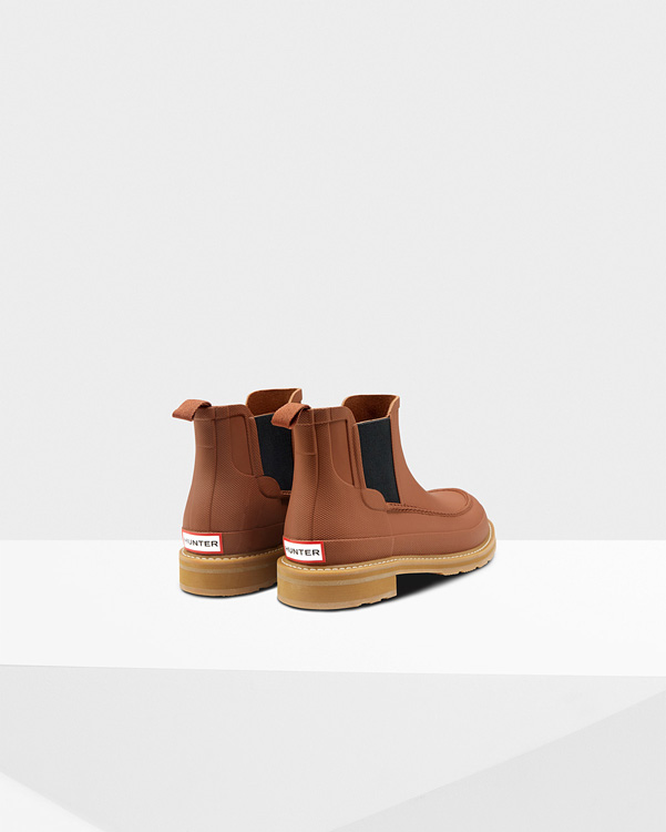  Hunter men's original moc toe chelsea boots : pine cone