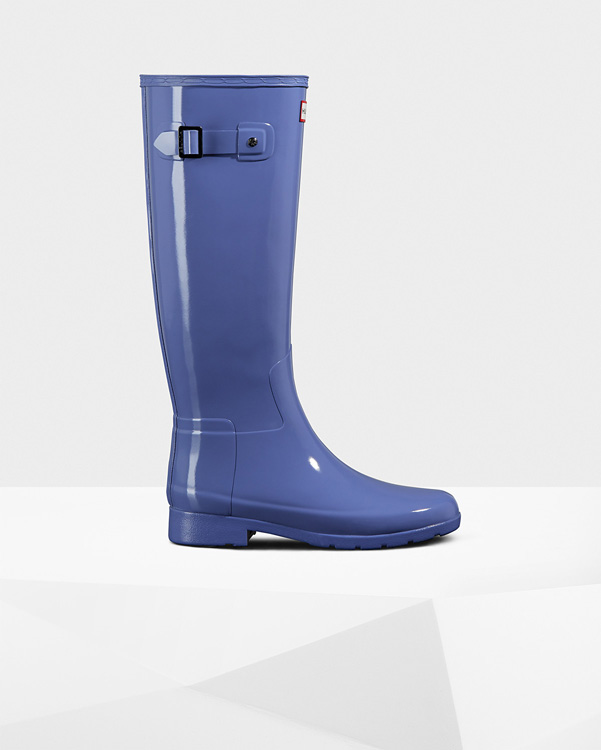  Hunter women's original refined gloss wellington boots : adder blue