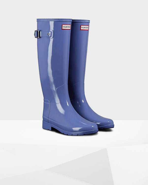  Hunter women's original refined gloss wellington boots : adder blue