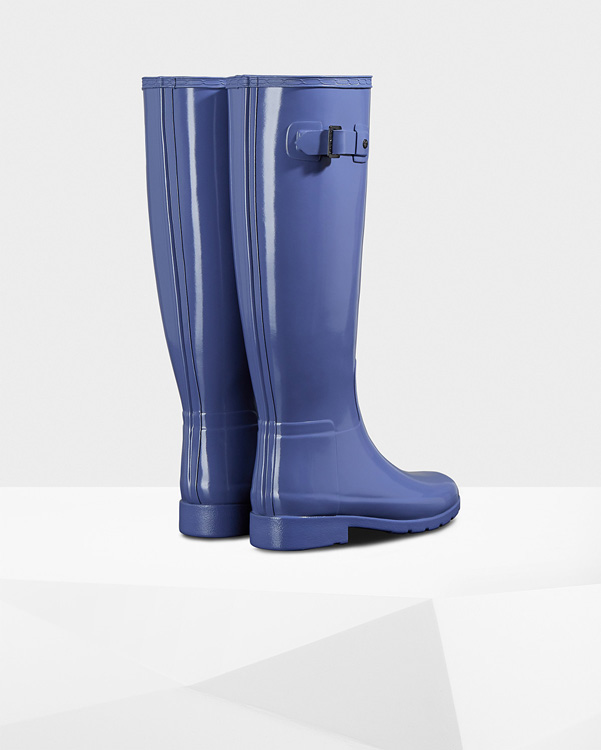  Hunter women's original refined gloss wellington boots : adder blue