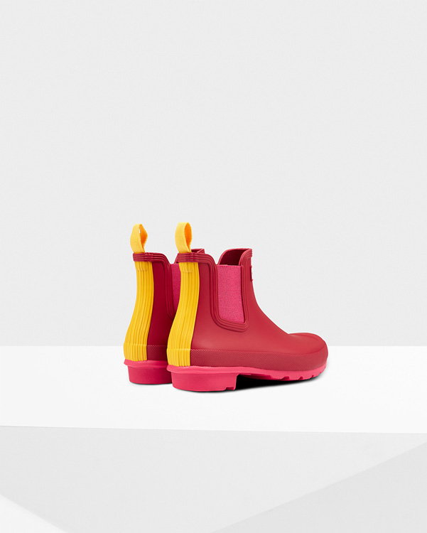  Hunter women's original colour block chelsea boots : military red