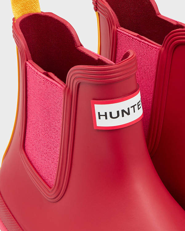  Hunter women's original colour block chelsea boots : military red