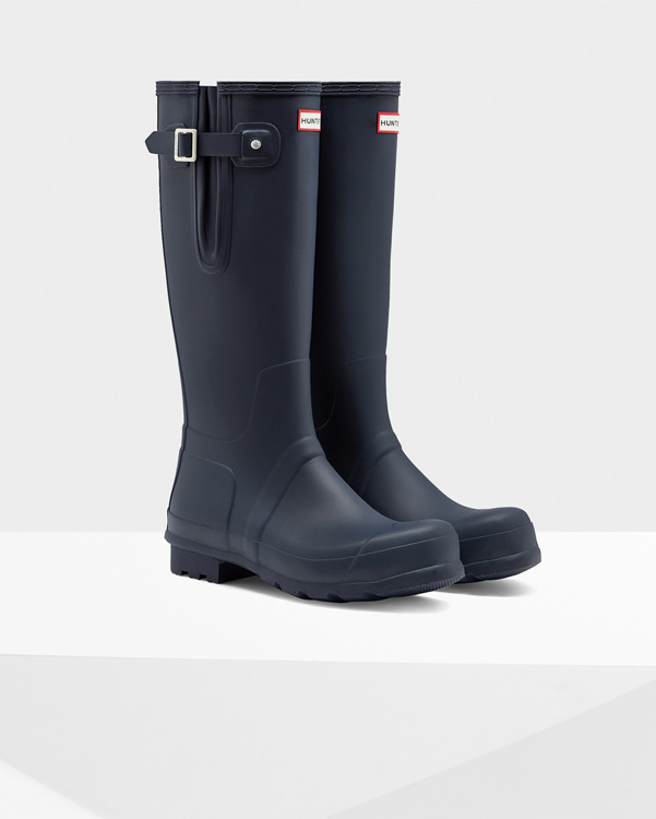  Hunter men's original side adjustable wellington boots : navy