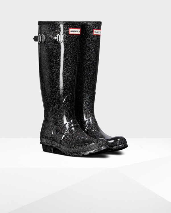  Hunter women's original tall starcloud wellington boot : black multi