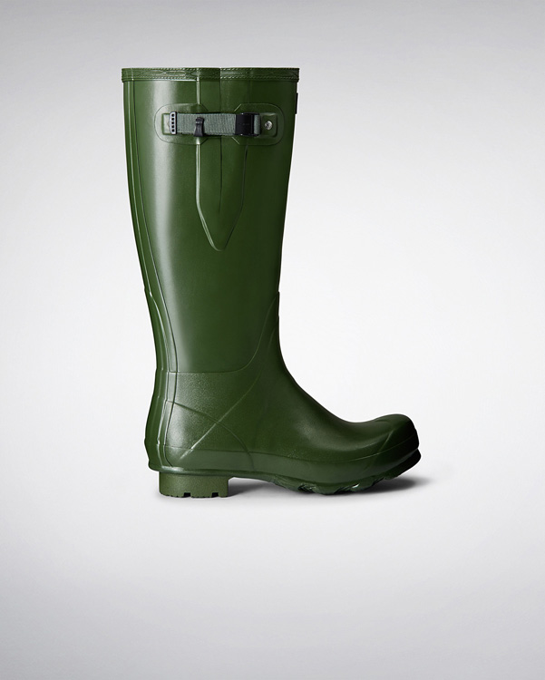  Hunter men's norris field side adjustable wellington boots : vintage green