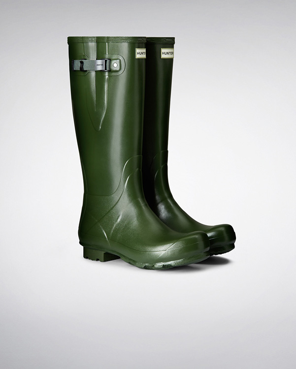  Hunter men's norris field side adjustable wellington boots : vintage green