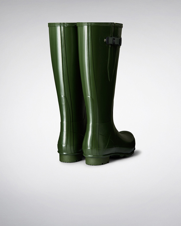  Hunter men's norris field side adjustable wellington boots : vintage green