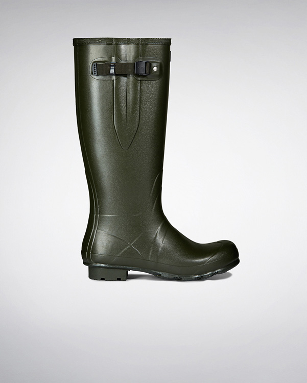  Hunter men's norris field side adjustable neoprene lined wellington boots : dark olive