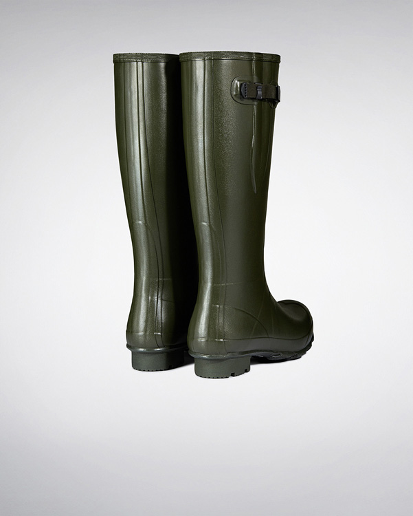  Hunter men's norris field side adjustable neoprene lined wellington boots : dark olive