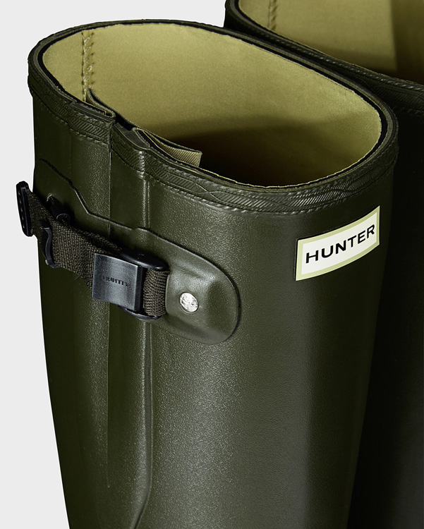  Hunter men's norris field side adjustable neoprene lined wellington boots : dark olive