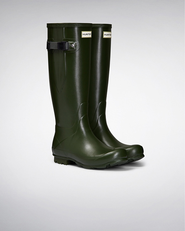  Hunter women's norris field side adjustable wellington boots : vintage green