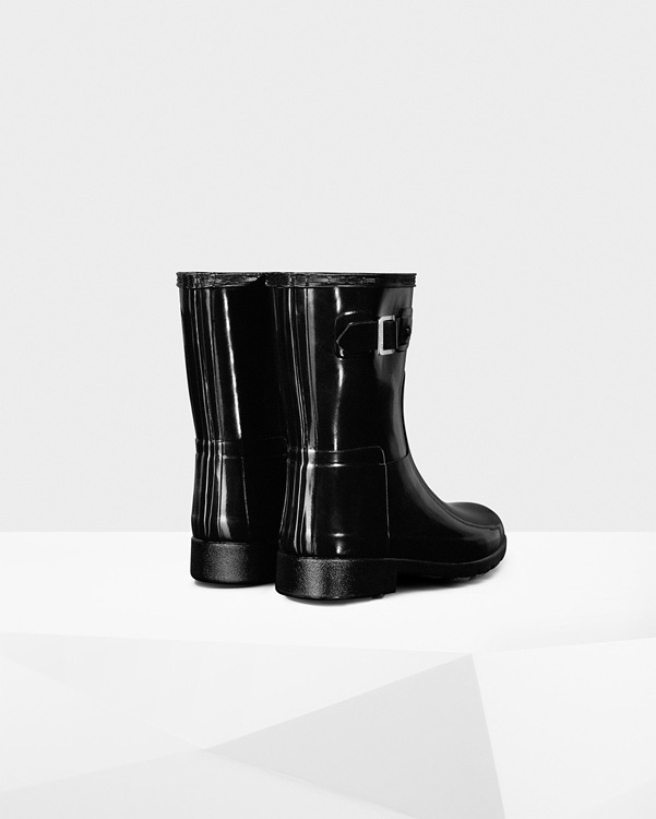  Hunter women's original short refined gloss wellington boots : black