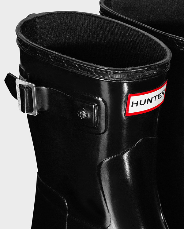  Hunter women's original short refined gloss wellington boots : black