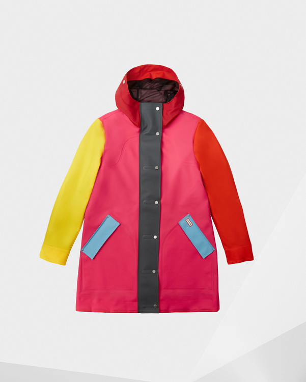  Hunter women's original colour blocked rubberised hunting coat : bright pink