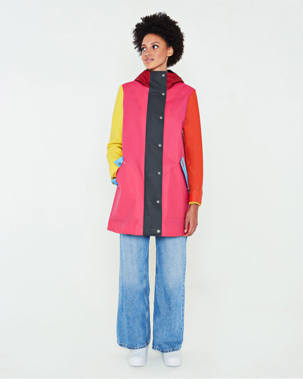  Hunter women's original colour blocked rubberised hunting coat : bright pink