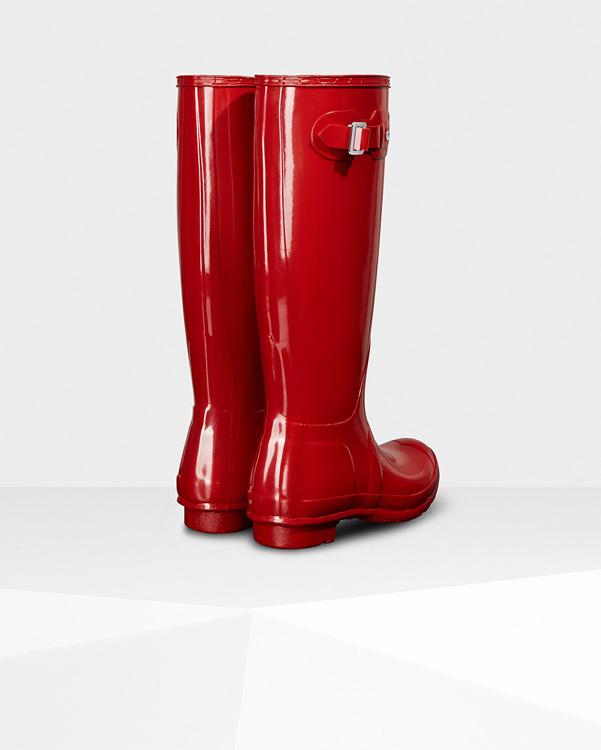  Hunter women's original tall gloss wellington boots : military red