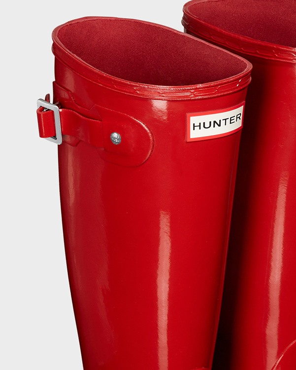  Hunter women's original tall gloss wellington boots : military red