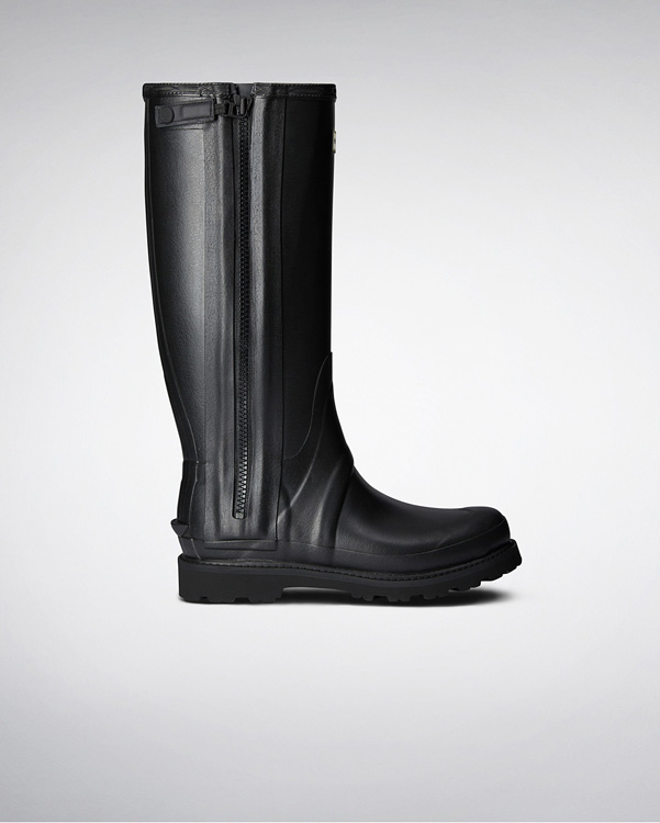  Hunter men's commando full zip wellington boots : black