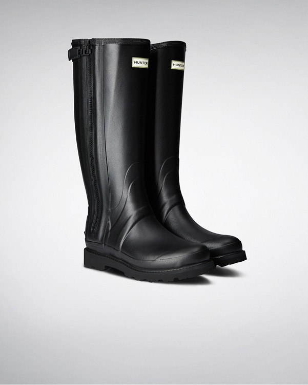  Hunter men's commando full zip wellington boots : black