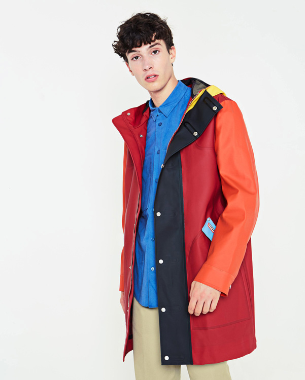  Hunter men's original colour blocked rubberised hunting coat : military red