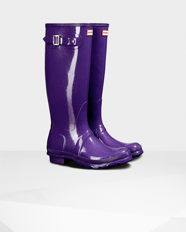  Hunter women's original tall starcloud wellington boot : acid purple