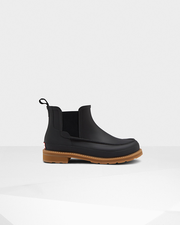  Hunter men's original moc toe chelsea boots : black