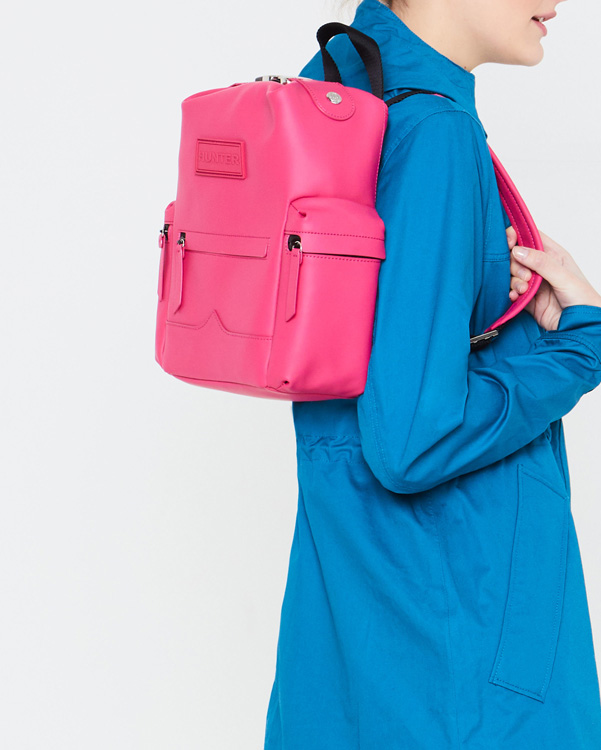  Hunter original mini top clip backpack - rubberised leather : bright pink