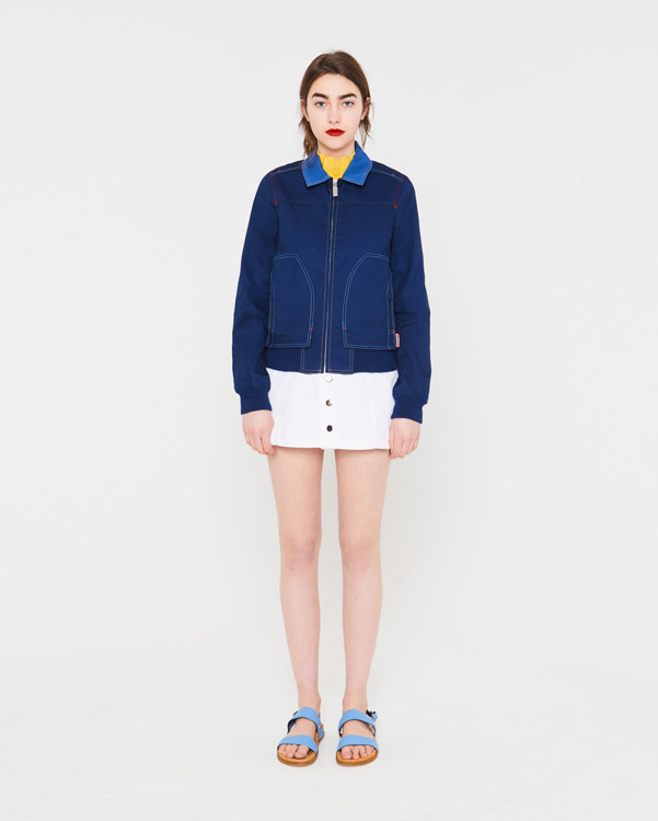  Hunter women's original garden bomber jacket : stripe/workerblue/darklakeblue