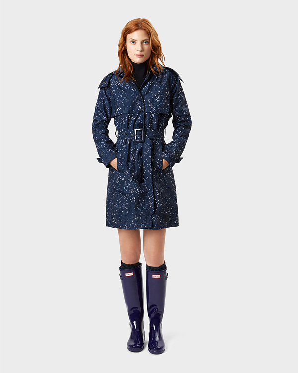  Hunter women's original refined trench coat : constellation print