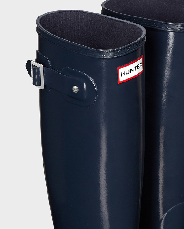  Hunter women's original tall gloss wellington boots : navy