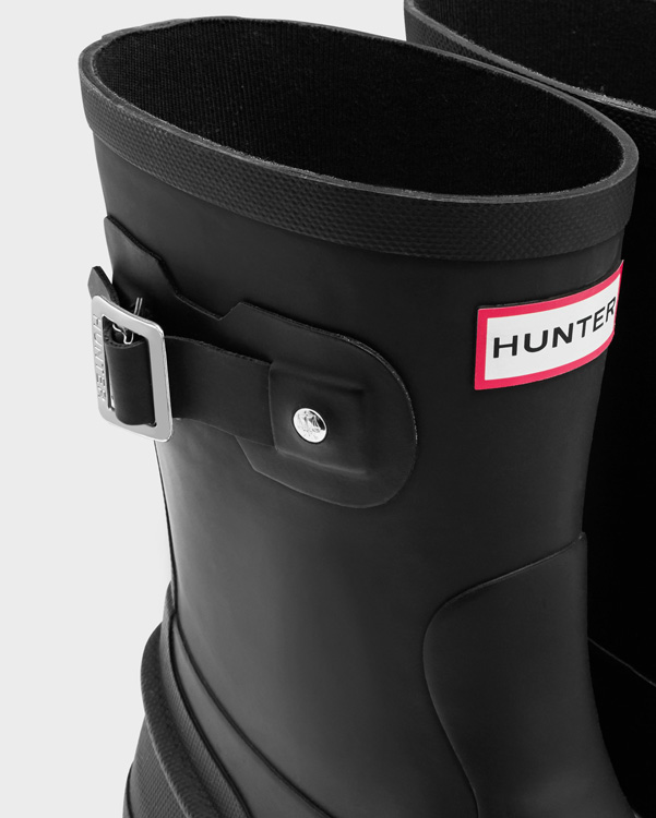  Hunter men's original moc toe short wellington boots : black