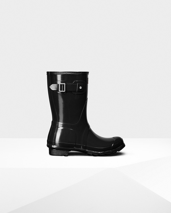  Hunter women's original short gloss wellington boots : black