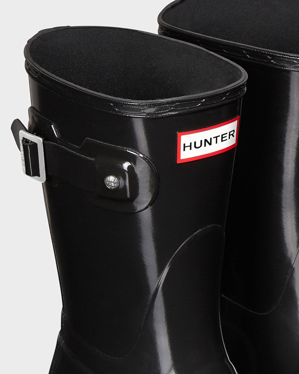  Hunter women's original short gloss wellington boots : black