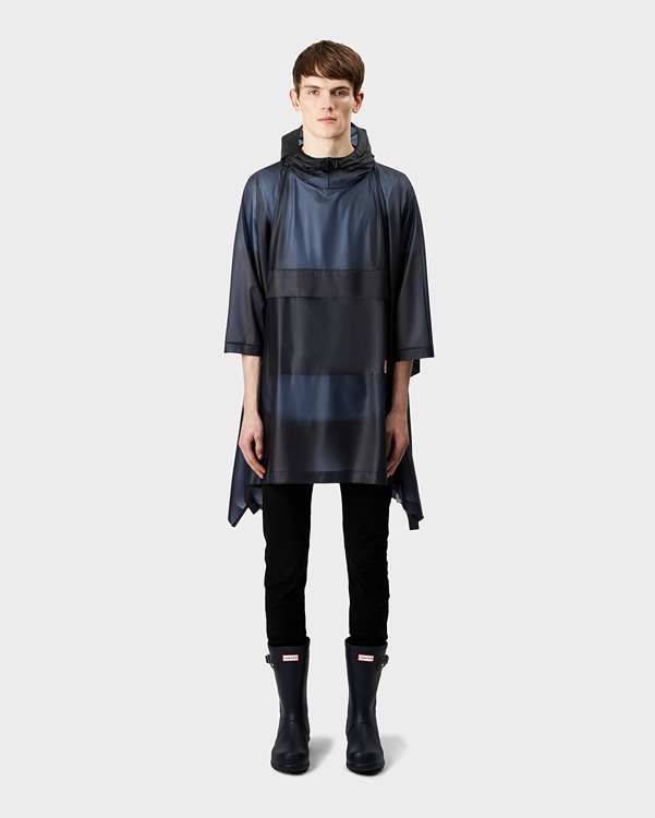  Hunter original vinyl poncho : navy