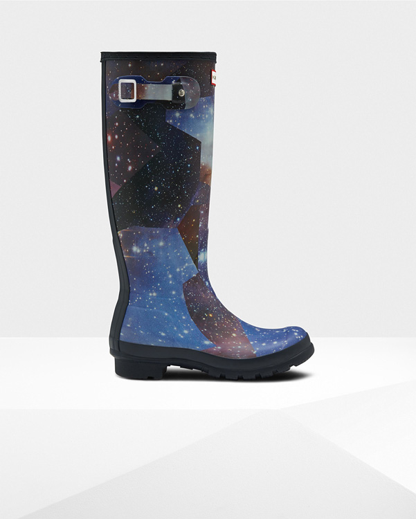  Hunter women's original tall space camo wellington boots : midnight